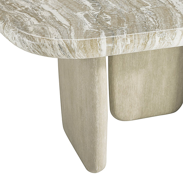 Bernhardt Bernhardt Rustic-Modern Arcadia Dining Table With Faux-Stone Top, Sculptural Woodgrain Legs & Leaf K2001