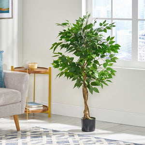 English Elm 120cm Artificial Ficus Tree Lifelike Faux Weeping Fig for Living Room or Entryway 70515.00