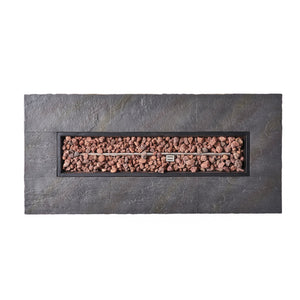 English Elm 56" Rectangular Mgo Propane Fire Pit with Faux Stone Finish for Patio Entertaining 63666.00-50K