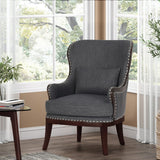 Christopher Knight Home® Mantua Contemporary Fabric Upholstered Accent Chair with Nailhead Trim, Charcoal and Dark Brown