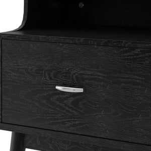 English Elm Christopher Knight Home® - DISA Mid-Century 1-Drawer Nightstand in Black Faux Wood with Splayed Legs, Silver Pull, Compact Storage 71156.00BLK