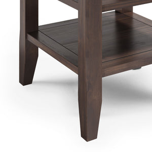 English Elm Acadian End Table - Handcrafted Warm Walnut Brown Accent With Open Storage Shelves & Elegant Design B136P159692
