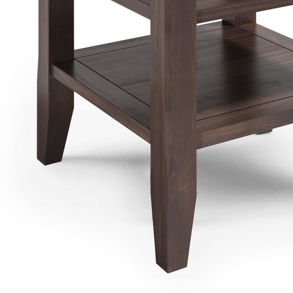 English Elm Acadian End Table - Handcrafted Warm Walnut Brown Accent With Open Storage Shelves & Elegant Design B136P159692