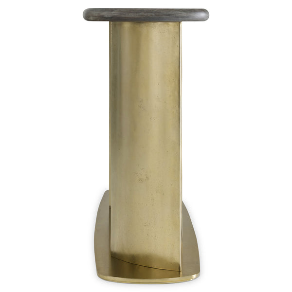 Bernhardt Trost Dorado Gold Metal Console Table with Bracken Mahogany Top — Sculptural Turned Pillars, Sleek Silhouette 347917