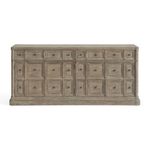 A.R.T. Furniture Reforma Credenza - Rustic Parawood & Oak Storage With Adjustable Shelves, Gunmetal Knobs, And Style Brown Parawood Solids,Random Match Flaky Oak Veneers,Metal 324252-2358