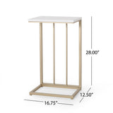 Christopher Knight Home® - Noble House - Durand Modern Glam Faux Wood End Table, White And Champagne Gold