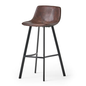 English Elm Christopher Knight Home® - Set of 2 Dax Faux Leather Barstool Brown with Faux Snakeskin Stitching, Cushioned Seat & Steel Legs 57582.00