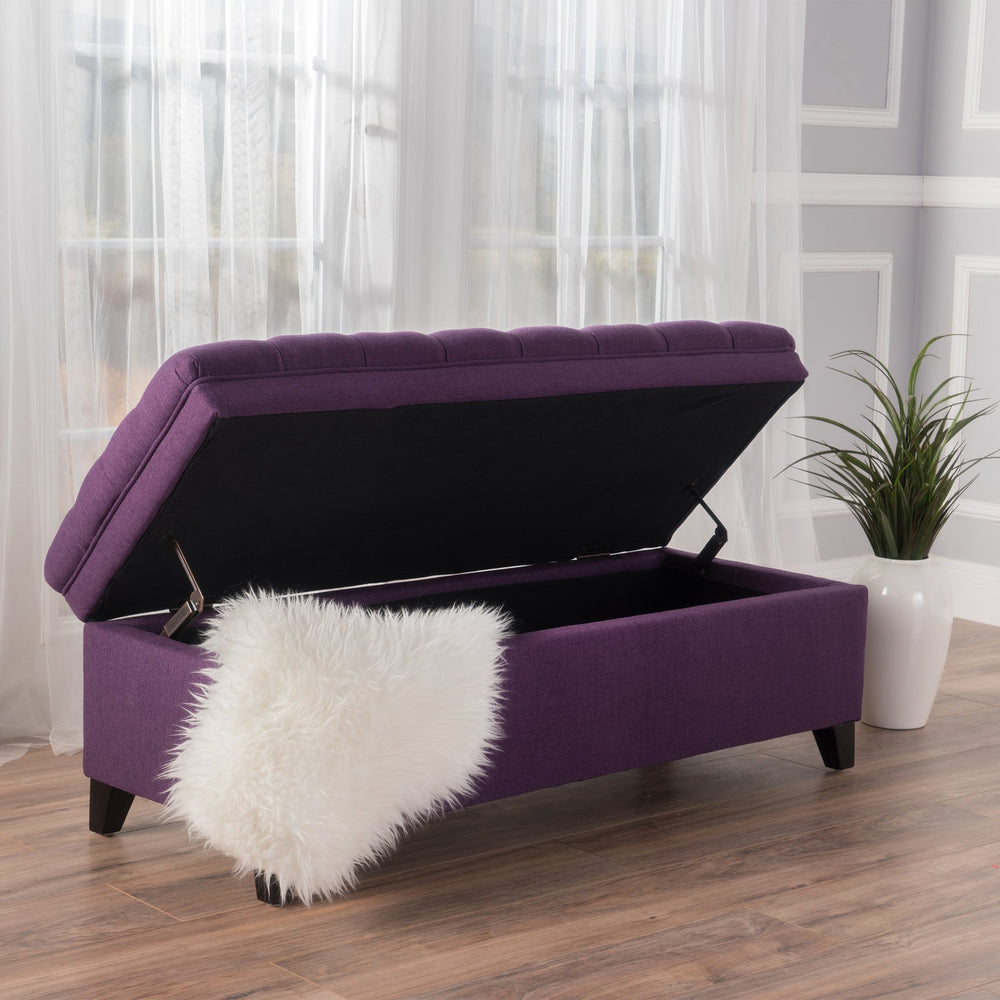 English Elm Juliana Rectangular Storage Ottoman Upholstered Lift Top for Living Room Seating 57741.00PUR