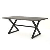 Christopher Knight Home® - Noble House - Rolando Outdoor Grey Aluminum Dining Table With Black Steel Frame