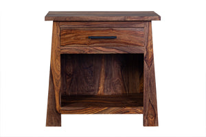 Porter Designs Kalispell Solid Sheesham Wood Nightstand With Hammered Metal Hardware & Craftsmanship Brown Wood 04-196-04-2439