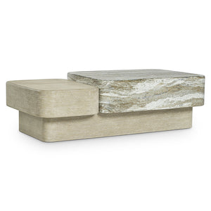 Bernhardt Bernhardt Arcadia Two-Tier Faux Stone Cocktail Table With Casters, Rustic-Modern Kalta Clay Finish 334022