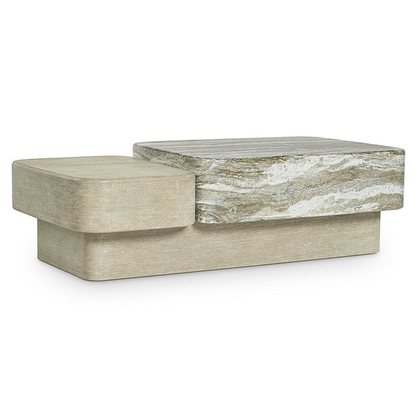 Bernhardt Bernhardt Arcadia Two-Tier Faux Stone Cocktail Table With Casters, Rustic-Modern Kalta Clay Finish 334022