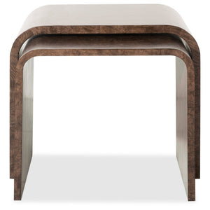 Hooker Furniture Archives Nesting Tables With Classic Walnut Ash Burl Veneer, 2-Piece Space-Saving End Tables Set 6123-80313-89