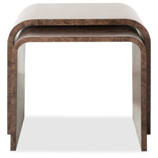 Hooker Furniture Archives Nesting Tables With Classic Walnut Ash Burl Veneer, 2-Piece Space-Saving End Tables Set 6123-80313-89