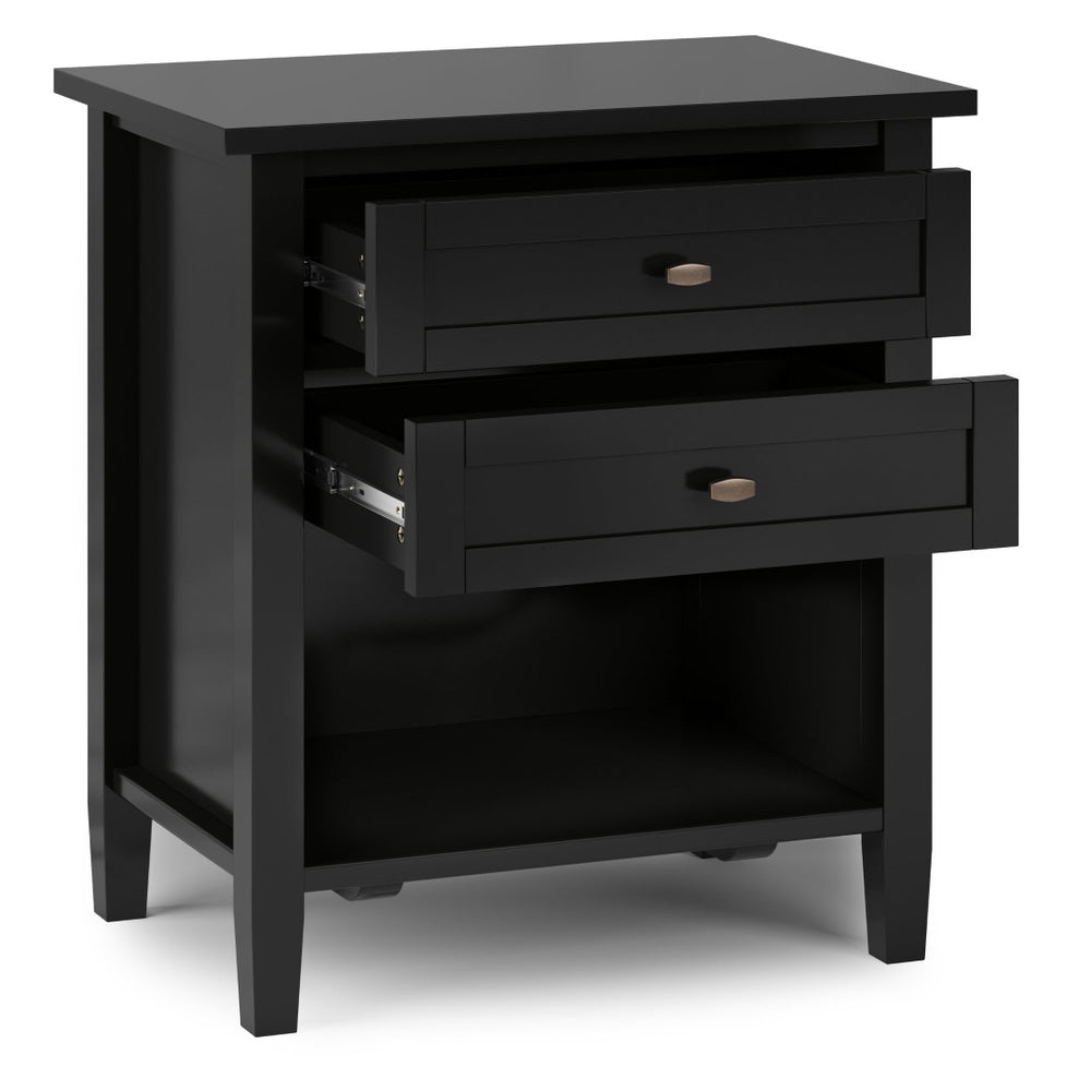 English Elm Warm Shaker 24-Inch Solid Wood Nightstand In Black - Versatile Storage & Timeless Transitional Design B136P159737-GIGA