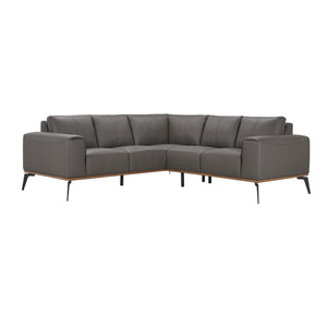 Porter Designs Porter Pietro Top Grain Leather Sectional In Charcoal - Elegant Italian Design With Comfort & Style Gray Leather 02-204-09l-2110-kit