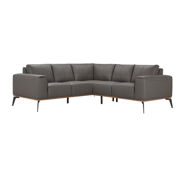 Porter Designs Porter Pietro Top Grain Leather Sectional In Charcoal - Elegant Italian Design With Comfort & Style Gray Leather 02-204-09l-2110-kit