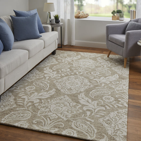 Feizy Rugs Belfort Hand-tufted Wool Rug - Elegant Transitional Design With Timeless Motifs For Any Space Tan,Ivory Wool 8698776ftpeivyf00