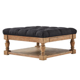 Homelegance By Top-Line Cadeo Baluster Pine Tufted Storage Ottoman Natural Pine