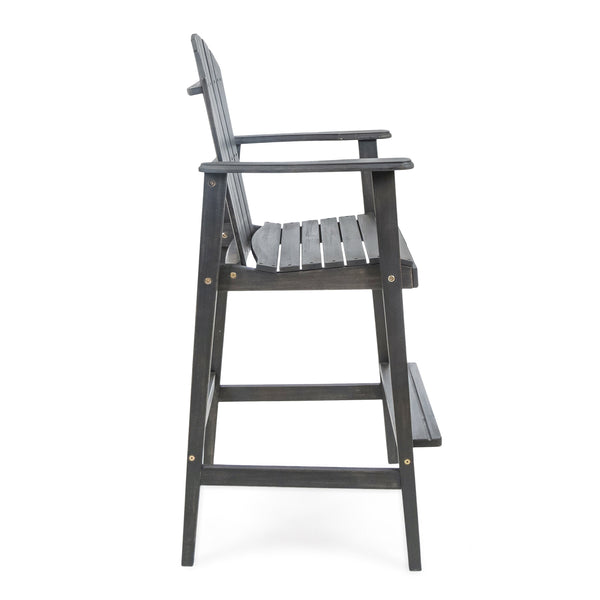English Elm Outdoor Solid Acacia Wood Adirondack Barstools Set of 2 for Patio Deck Entertaining 61680.00DGRY