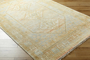 Surya Bunyan Handmade 2' X 3' Vintage-style Wool & Viscose Rug With Elegant Fringe Border For Homes Light Beige Wool,Viscose Byn2300-23