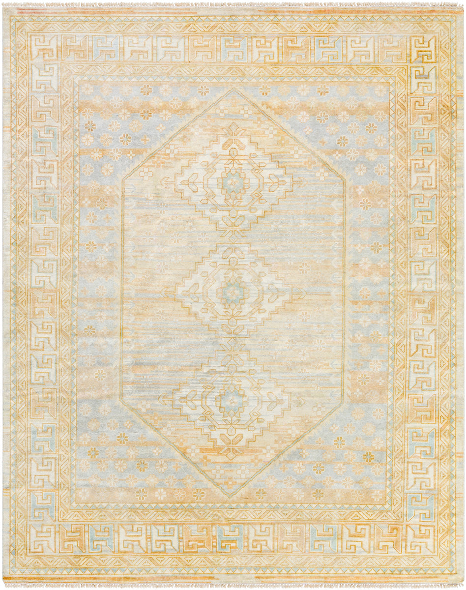 Bunyan BYN-2300 8' x 10' Handmade Rug BYN2300-810  Light Beige, Dusty Pink, Pale Blue, Mustard Surya