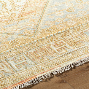 Surya Bunyan Handmade 2' X 3' Vintage-style Wool & Viscose Rug With Elegant Fringe Border For Homes Light Beige Wool,Viscose Byn2300-23