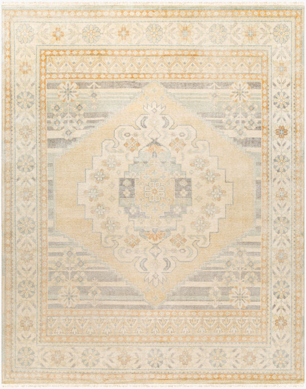 Surya Bunyan Handmade 2' X 3' Vintage-style Wool & Viscose Rug With Elegant Fringe Border For Homes Wheat Wool,Viscose Byn2303-23