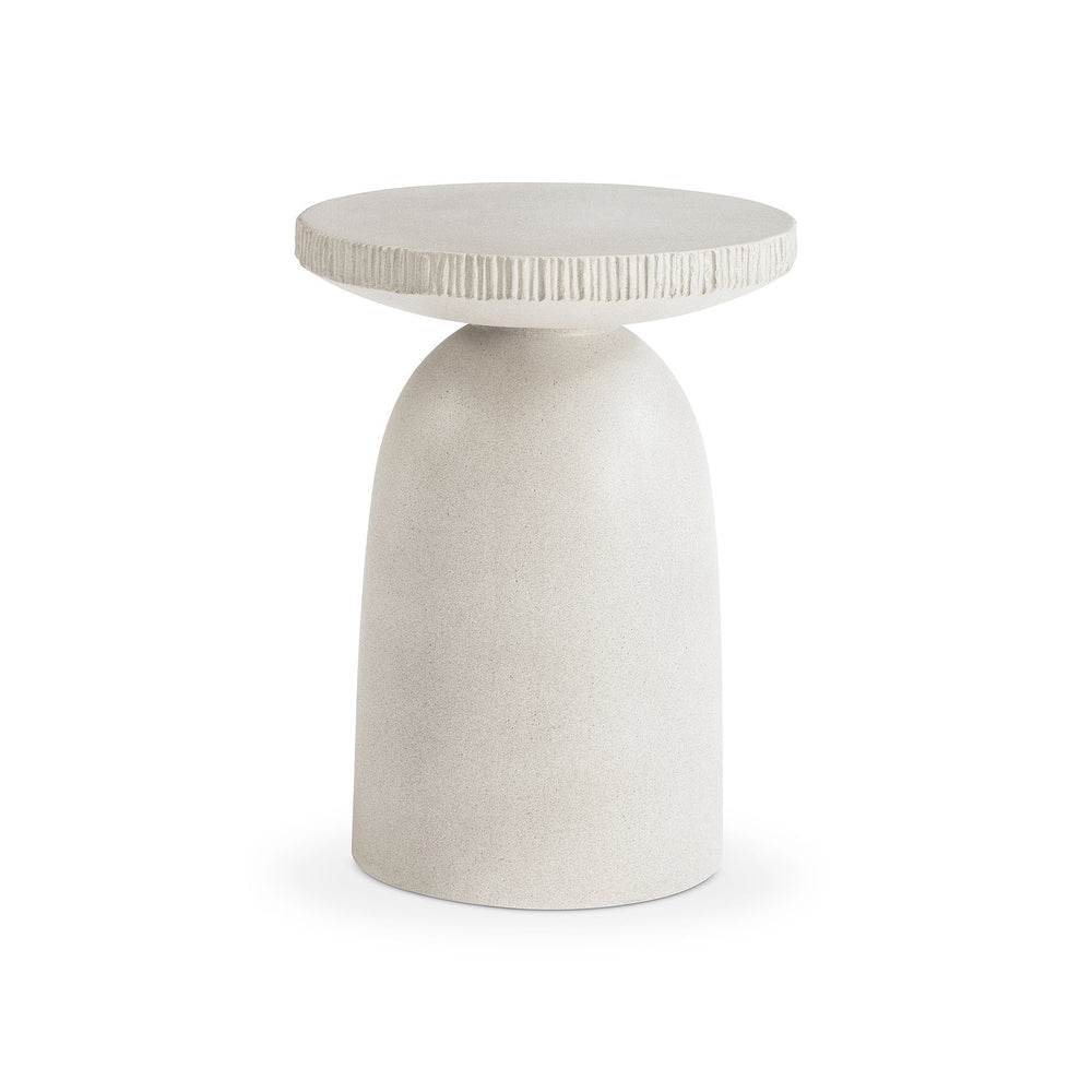 Bernhardt Bernhardt Antibes Accent Table — Sculptural Pumice Grc Side Table, Ribbed Edge, Rustic Modern Statement (18"X18"X24") 350115