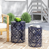 Christopher Knight Home® - Noble House - Mathena Outdoor Metal Side Tables - Set of 2