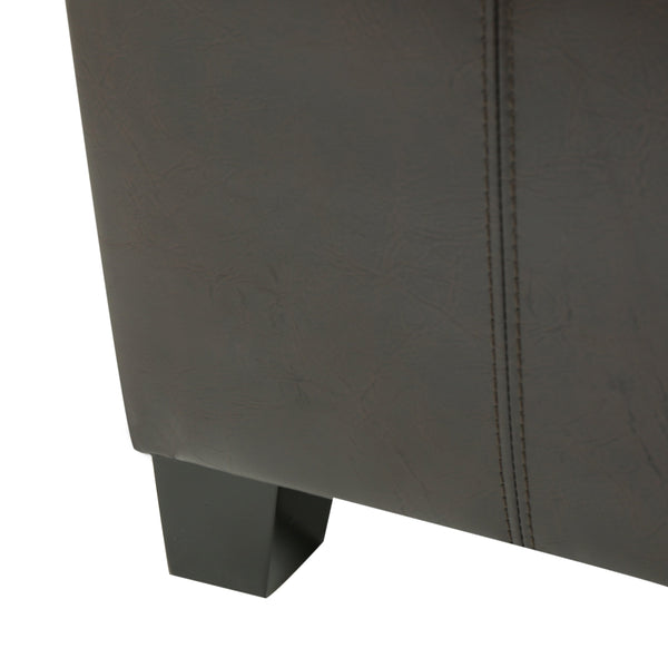 English Elm Christopher Knight Home® - MANSFIELD Ottoman with Storage & Dual Tray Tops, Double-Stitched Faux Leather, Contemporary Brown Upholstery 57736.00