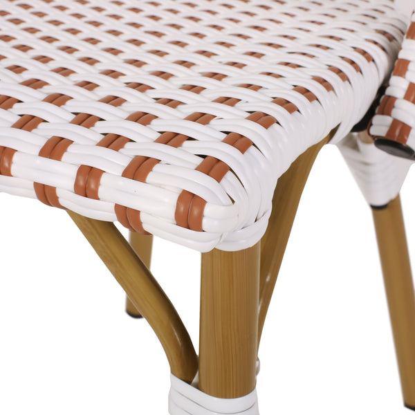 English Elm Outdoor Woven Rattan Bistro Chair Set of 2 with Aluminum Frame Bamboo Print Finish 69958.00RT