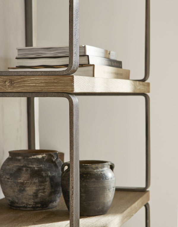 Bernhardt Bernhardt Tribeca Etagere With Aurum Wood Shelves & Barlow Steel Frame — Modern Rustic Open Display 333812