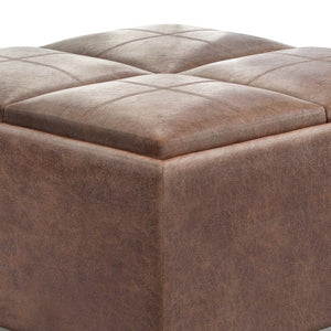 English Elm Avalon Square Storage Ottoman Coffee Table In Distressed Umber Brown - Versatile, Stylish & Functional B136P159752