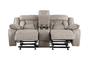English Elm Steve Silver - Tyson Grey Reclining Glider Console Sofa with Memory Foam Seats, Lift-Top Storage, Cupholders B081P157020