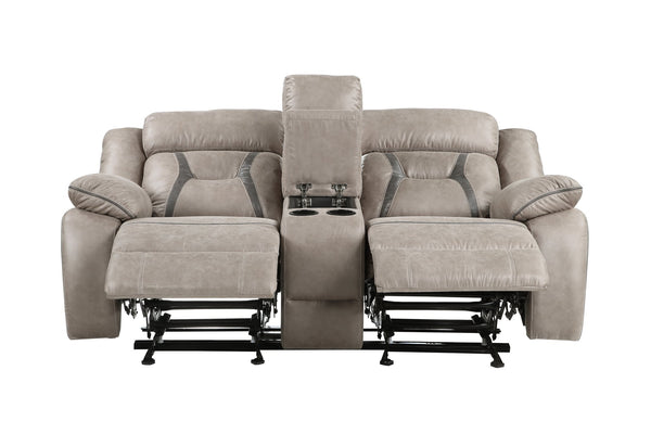 English Elm Steve Silver - Tyson Grey Reclining Glider Console Sofa with Memory Foam Seats, Lift-Top Storage, Cupholders B081P157020