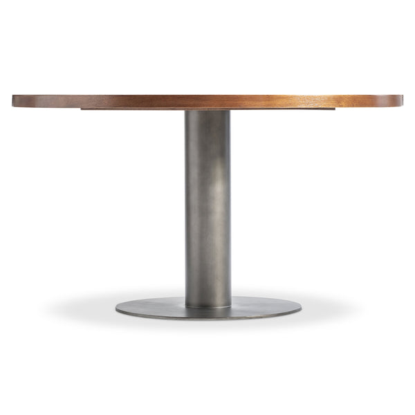 Bernhardt Bernhardt Brasea Solid Suar Wood Round Dining Table with Steel Pedestal Base K2297