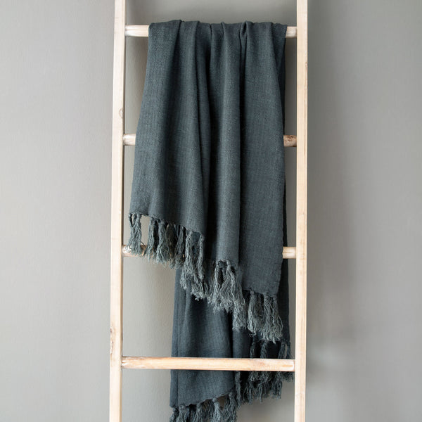 Washed Linen Throw, Indigo EXN00428 Park Hill