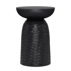 English Elm Boyd 13-Inch Solid Mango Wood Accent Table In Textured Black - Stylish & Versatile For Any Space B136P158431