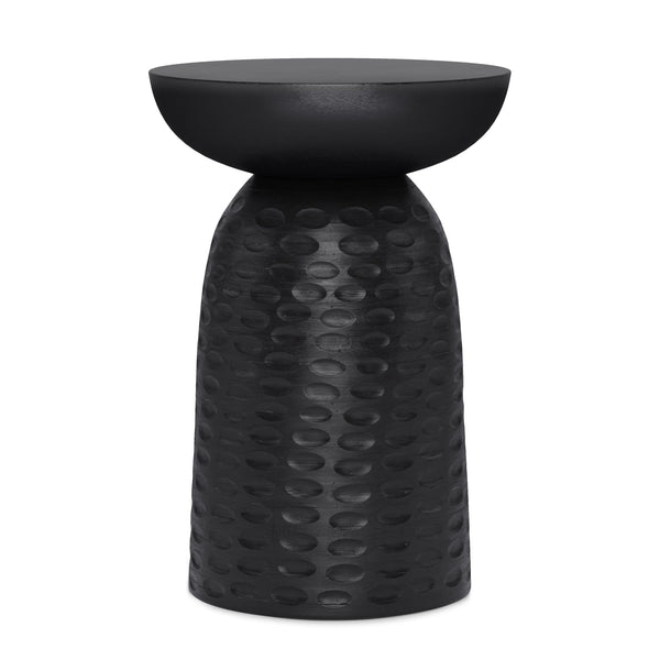 English Elm Boyd 13-Inch Solid Mango Wood Accent Table In Textured Black - Stylish & Versatile For Any Space B136P158431