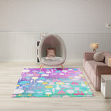 Nourison Imagination IMA07 Machine Made Machine Printed Borderless Design Indoor Only Kids  Rug Purple, Purple Pile, 100% Polyester 841491134269