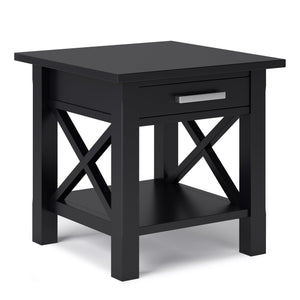 English Elm Kitchener Contemporary Black End Table With Storage Drawer & Open Shelf For Stylish Living Spaces B136P159544