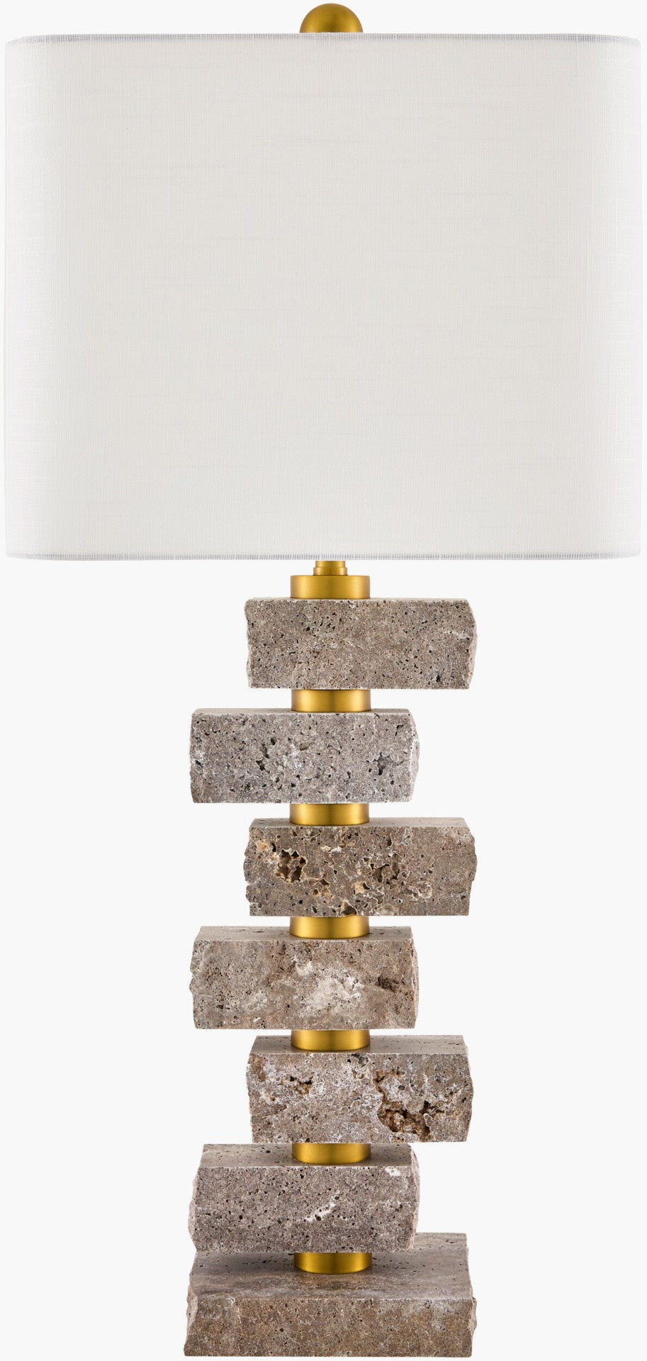 Surya Balzano Marble Base Table Lamp with Linen Shade for Living Room Ambient Glow BZN-001