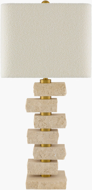 Surya Balzano Marble Base Table Lamp with Linen Shade Arts and Crafts Style for Living Rooms BZN-002