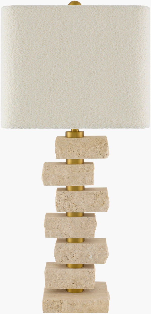 Surya Balzano Marble Base Table Lamp with Linen Shade Arts and Crafts Style for Living Rooms BZN-002