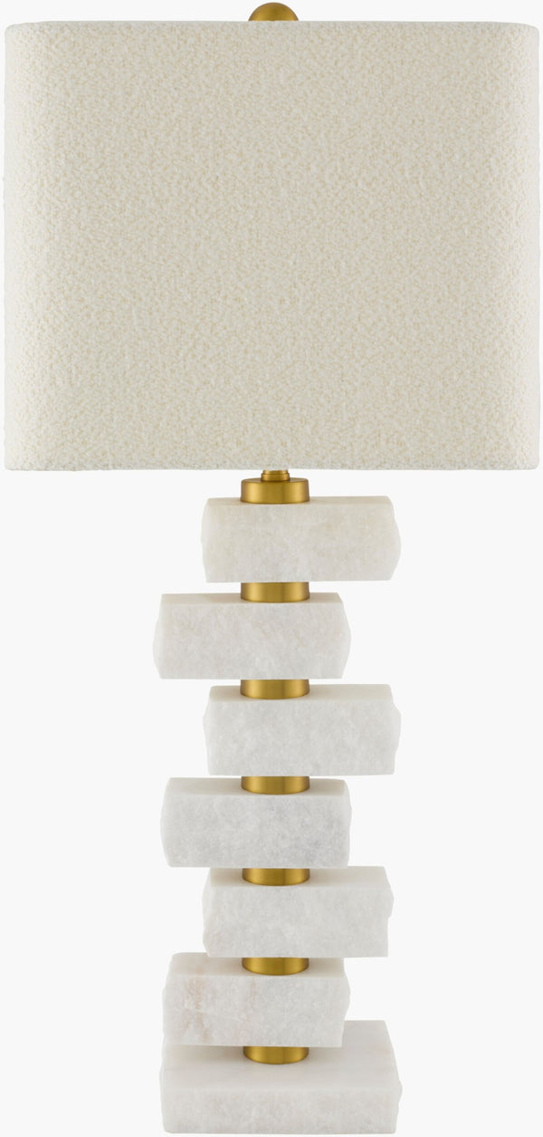 Surya Balzano Solid Marble Arts and Crafts Table Lamp with Linen Drum Shade for Living Rooms BZN-003