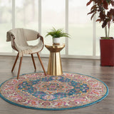 Nourison Passion PSN20 Machine Made Power-loomed Floral Border Indoor Only Bohemian  Rug Teal Multicolor, Teal Multicolor 100% Polypropylene 99446765284