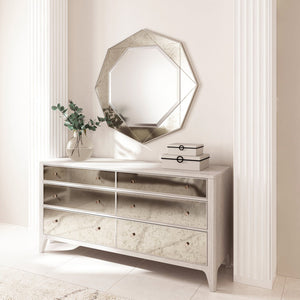 A.R.T. Furniture Mezzanine Dove Gray Mirrored Dresser With Six Drawers, Cedar Lined, Elegant Antique Finish & Hardware Light Gray Parawood And Poplar Solids,Maple Veneer,Mirror 325131-2249