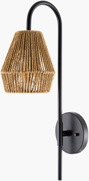 Livabliss Bezas Iron and Rattan Wall Sconce with Linen Shade for Ambient Bedroom Lighting BZS-001
