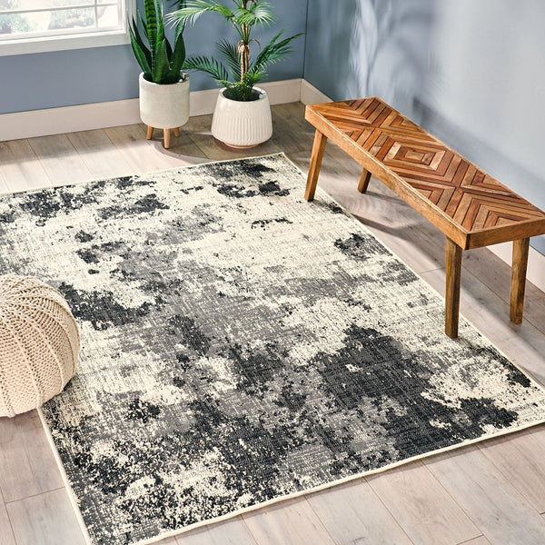English Elm Christopher Knight Home® - 5'3"x7' Handcrafted Polypropylene Rug in Black & Ivory - 4mm Pile, Durable, No Assembly Needed 72354.00